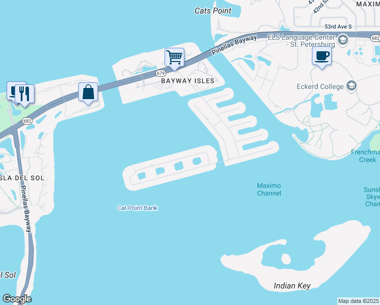 map of restaurants, bars, coffee shops, grocery stores, and more near 5235 61st Avenue South in St. Petersburg