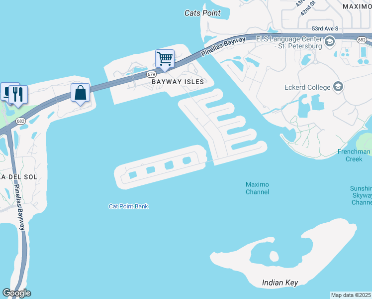 map of restaurants, bars, coffee shops, grocery stores, and more near 5235 61st Avenue South in Saint Petersburg
