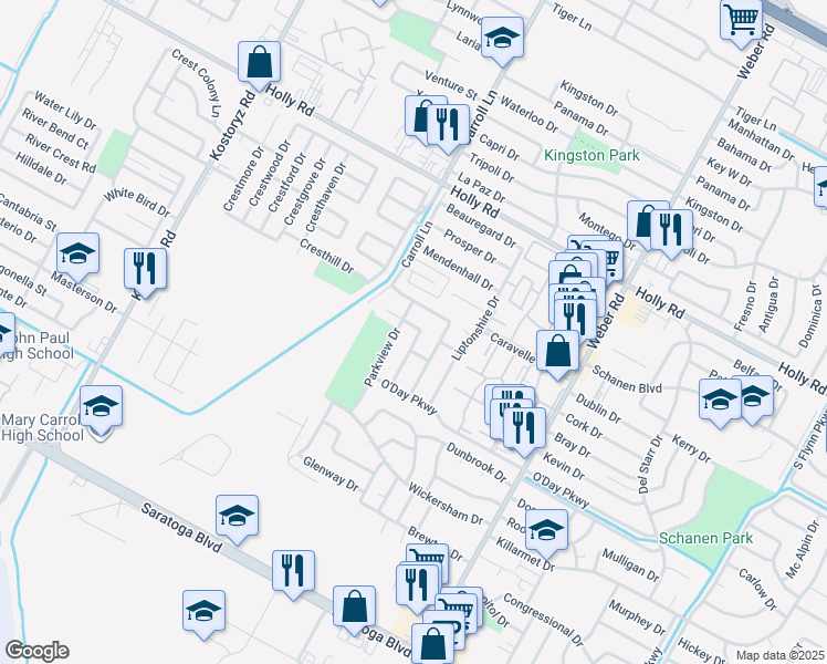 map of restaurants, bars, coffee shops, grocery stores, and more near 5922 Shadow Wood Drive in Corpus Christi