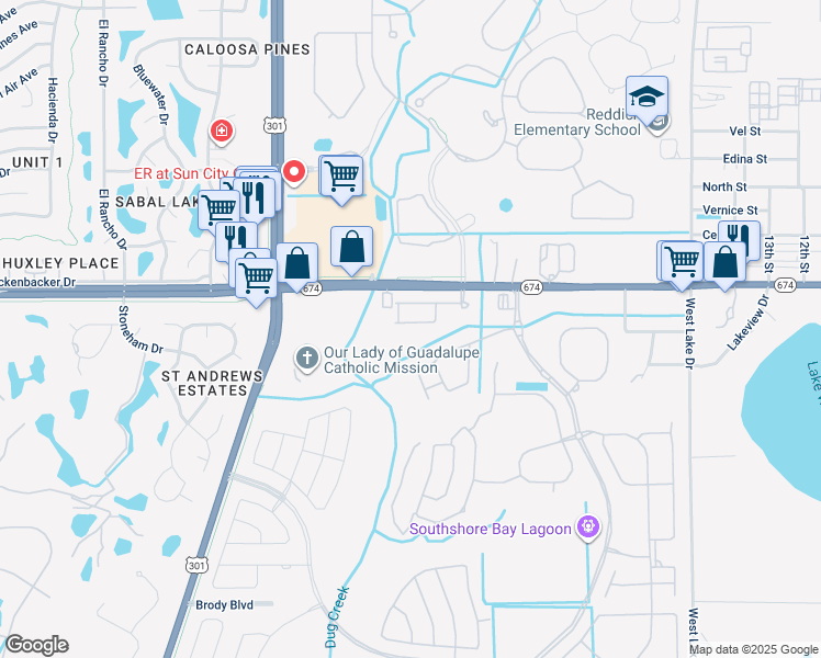 map of restaurants, bars, coffee shops, grocery stores, and more near 5011 Florida 674 in Wimauma
