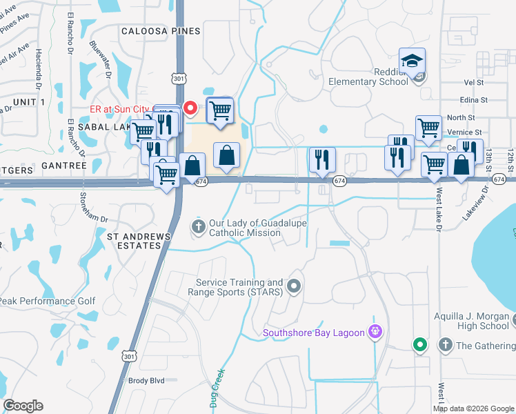 map of restaurants, bars, coffee shops, grocery stores, and more near 5011 Florida 674 in Wimauma