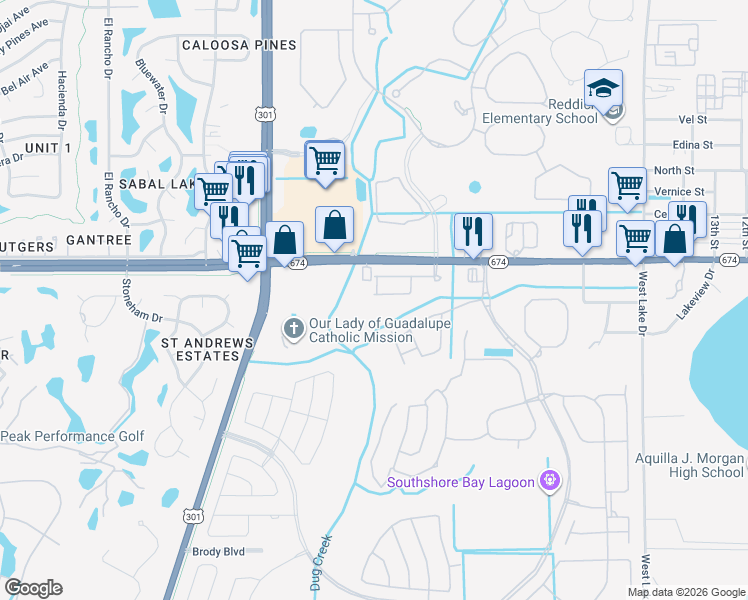 map of restaurants, bars, coffee shops, grocery stores, and more near 5011 Florida 674 in Wimauma