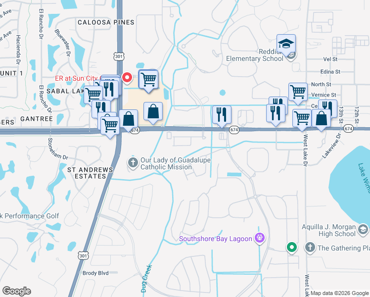map of restaurants, bars, coffee shops, grocery stores, and more near 5011 Florida 674 in Wimauma