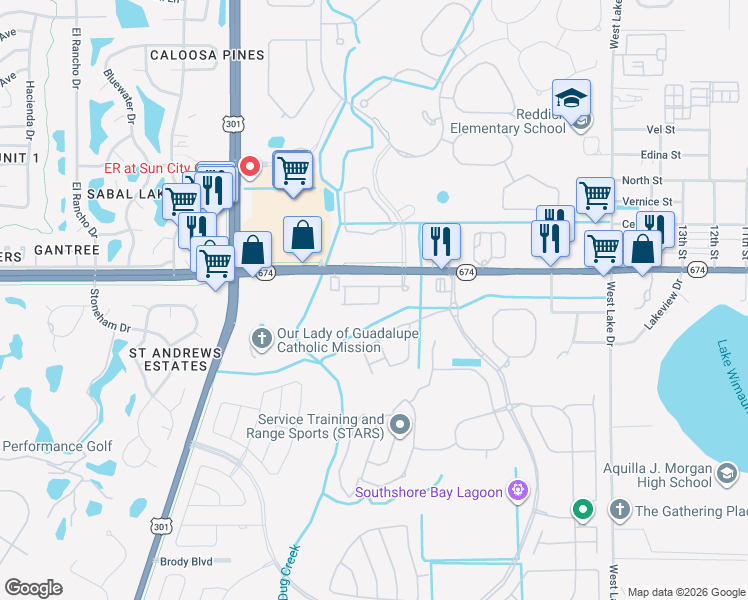 map of restaurants, bars, coffee shops, grocery stores, and more near 5011 Florida 674 in Wimauma