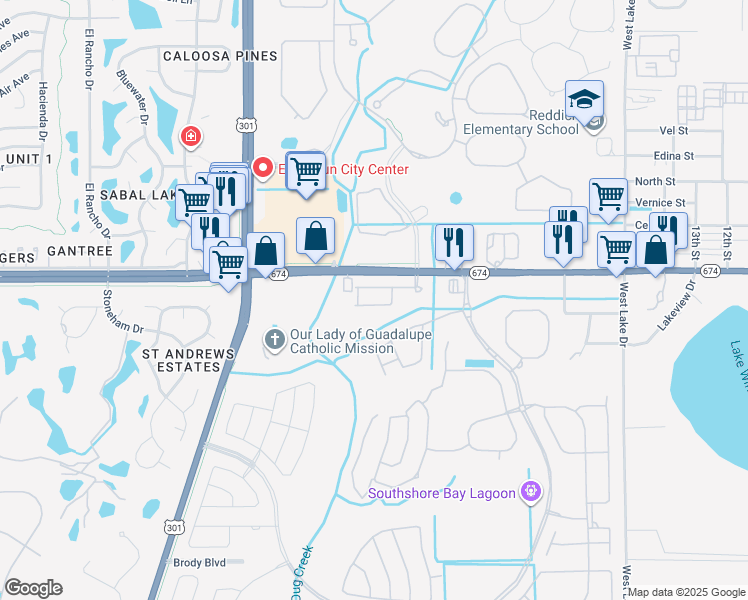 map of restaurants, bars, coffee shops, grocery stores, and more near 5011 Florida 674 in Wimauma