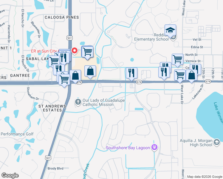 map of restaurants, bars, coffee shops, grocery stores, and more near 5011 Florida 674 in Wimauma