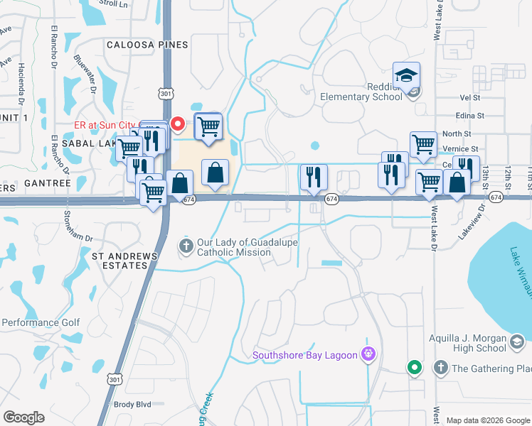 map of restaurants, bars, coffee shops, grocery stores, and more near 5011 Florida 674 in Wimauma