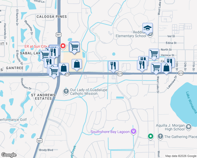 map of restaurants, bars, coffee shops, grocery stores, and more near 5011 Florida 674 in Wimauma