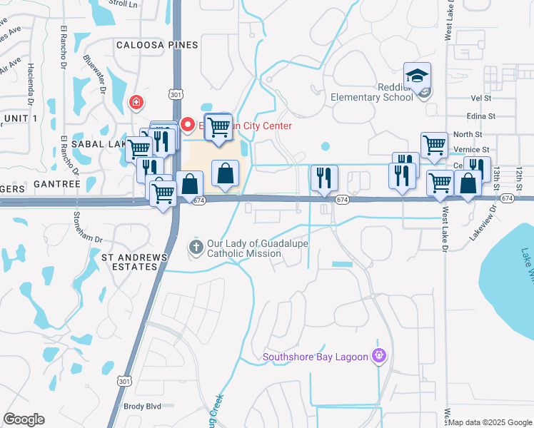 map of restaurants, bars, coffee shops, grocery stores, and more near 5011 Florida 674 in Wimauma