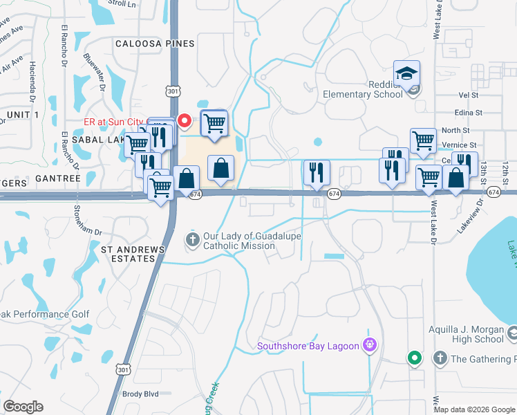 map of restaurants, bars, coffee shops, grocery stores, and more near 5011 Florida 674 in Wimauma
