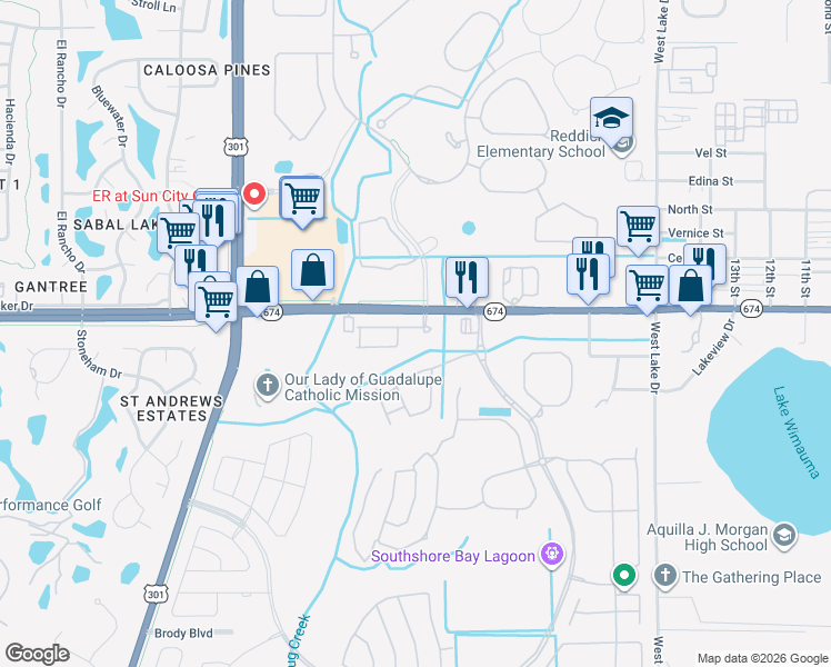 map of restaurants, bars, coffee shops, grocery stores, and more near 5011 Florida 674 in Wimauma