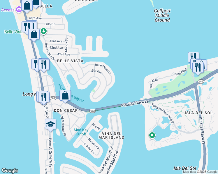 map of restaurants, bars, coffee shops, grocery stores, and more near 558 39th Avenue in St. Pete Beach