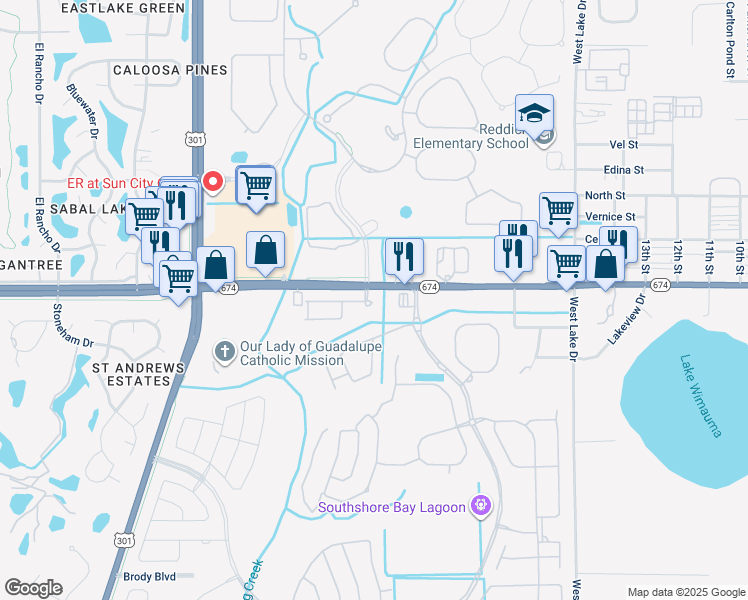 map of restaurants, bars, coffee shops, grocery stores, and more near 5031 Florida 674 in Wimauma