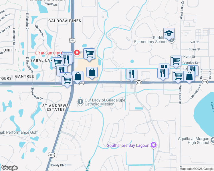 map of restaurants, bars, coffee shops, grocery stores, and more near 5031-5073 Florida 674 in Wimauma