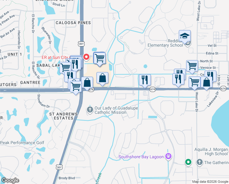 map of restaurants, bars, coffee shops, grocery stores, and more near 5031-5073 Florida 674 in Wimauma
