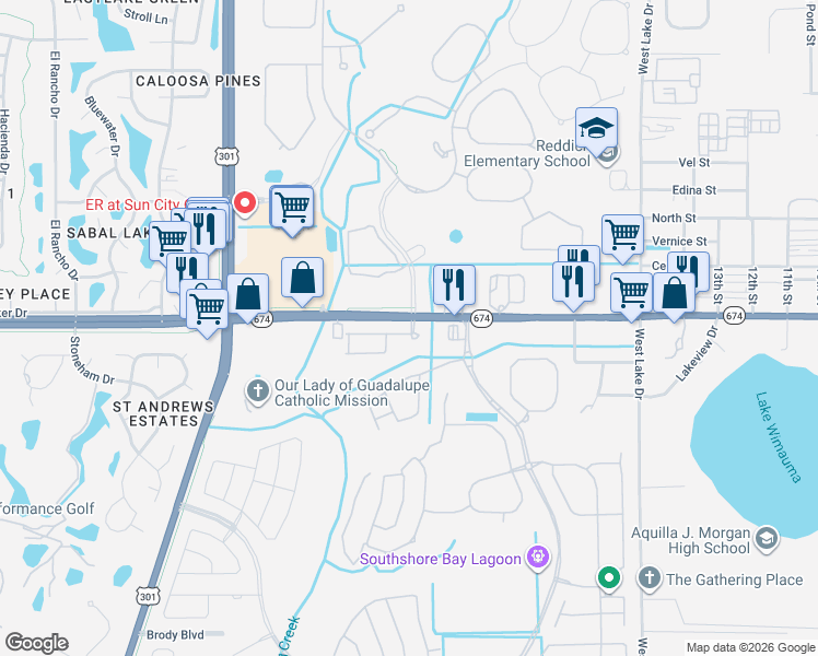 map of restaurants, bars, coffee shops, grocery stores, and more near 16500 Sereno Bridge Boulevard in Wimauma