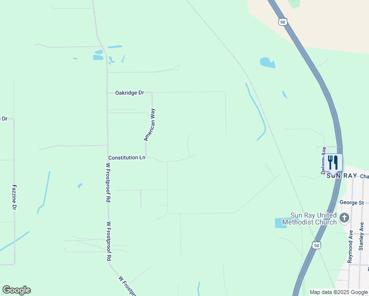 map of restaurants, bars, coffee shops, grocery stores, and more near 129 Constitution Lane in Frostproof