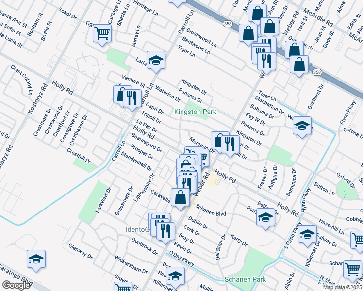 map of restaurants, bars, coffee shops, grocery stores, and more near 5630 Inglewood Drive in Corpus Christi