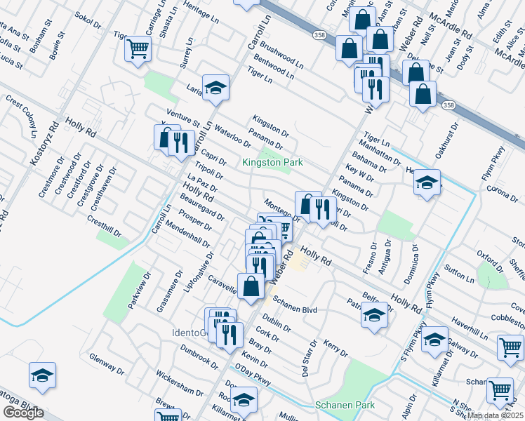 map of restaurants, bars, coffee shops, grocery stores, and more near 5630 Inglewood Drive in Corpus Christi