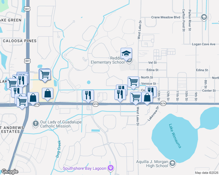 map of restaurants, bars, coffee shops, grocery stores, and more near 5035 Sable Chime Drive in Wimauma