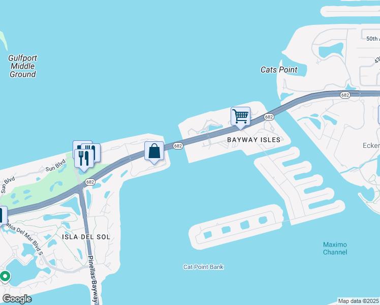 map of restaurants, bars, coffee shops, grocery stores, and more near 5200 Brittany Drive South in St. Petersburg