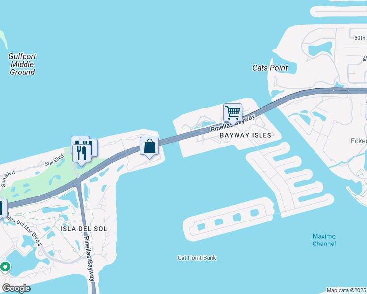 map of restaurants, bars, coffee shops, grocery stores, and more near 5200 Brittany Drive South in St. Petersburg