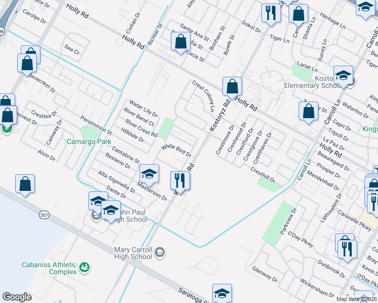 map of restaurants, bars, coffee shops, grocery stores, and more near 3138 Seahawk Drive in Corpus Christi
