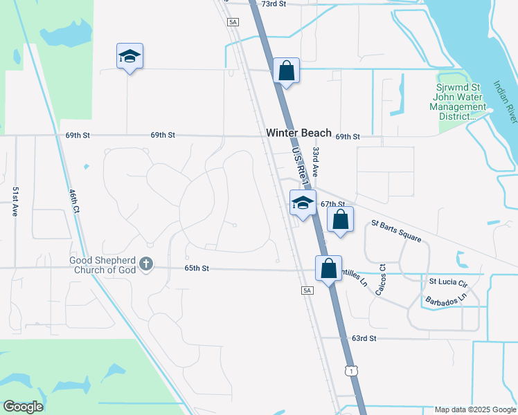 map of restaurants, bars, coffee shops, grocery stores, and more near 6720 Old Dixie Highway in Vero Beach