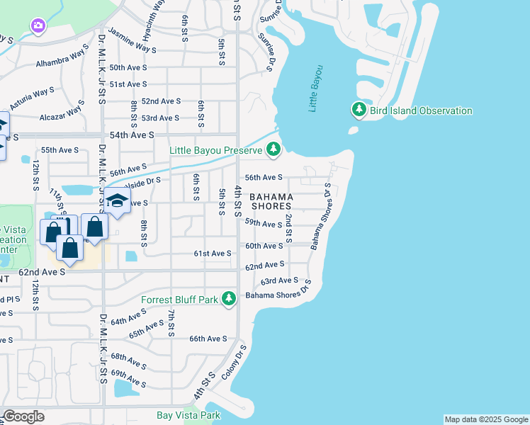 map of restaurants, bars, coffee shops, grocery stores, and more near 236 58th Avenue South in Saint Petersburg