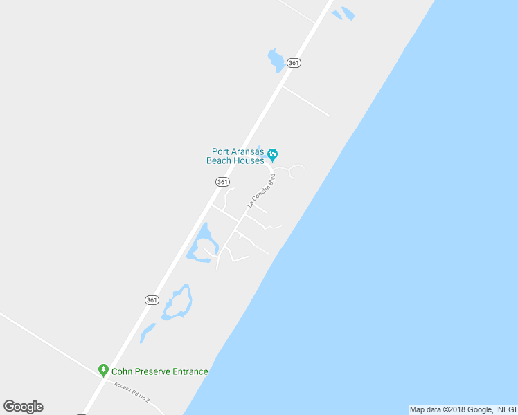map of restaurants, bars, coffee shops, grocery stores, and more near Sea Bird Lane in Port Aransas
