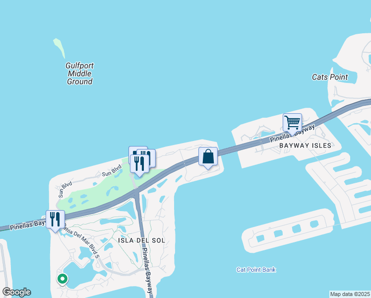 map of restaurants, bars, coffee shops, grocery stores, and more near 76 La Puerta Del Sol Boulevard South in St. Petersburg