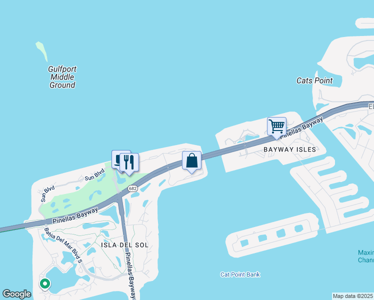 map of restaurants, bars, coffee shops, grocery stores, and more near 232 La Puerta Del Sol Boulevard South in St. Petersburg