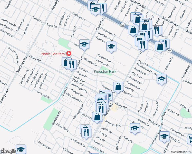 map of restaurants, bars, coffee shops, grocery stores, and more near 3802 Tripoli Drive in Corpus Christi