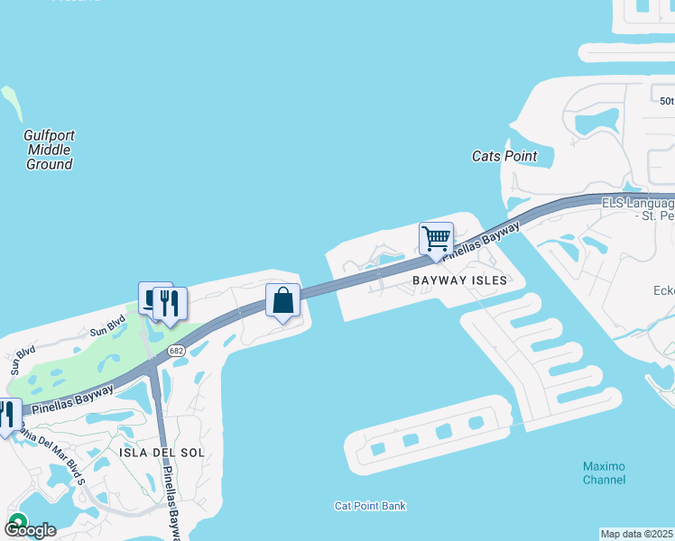 map of restaurants, bars, coffee shops, grocery stores, and more near 5331 State Highway 679 in St. Petersburg