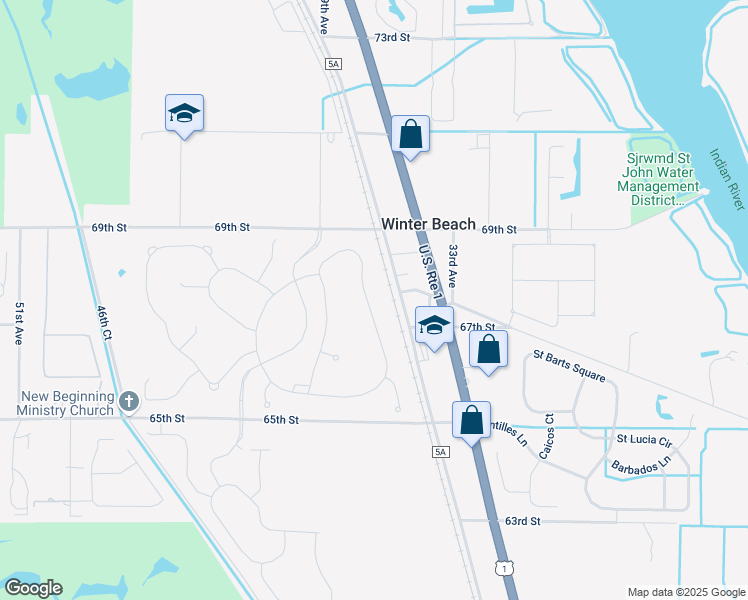map of restaurants, bars, coffee shops, grocery stores, and more near 6790 Old Dixie Highway in Vero Beach