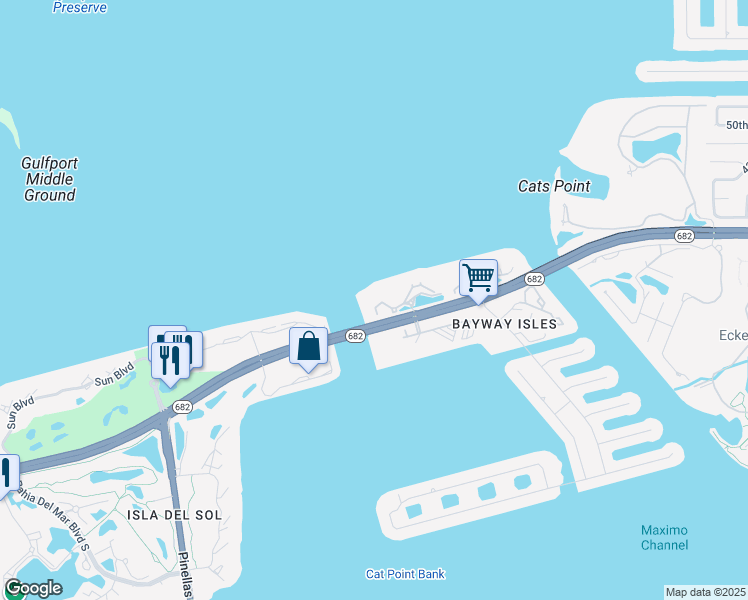 map of restaurants, bars, coffee shops, grocery stores, and more near 5277 Isla Key Boulevard South in St. Petersburg