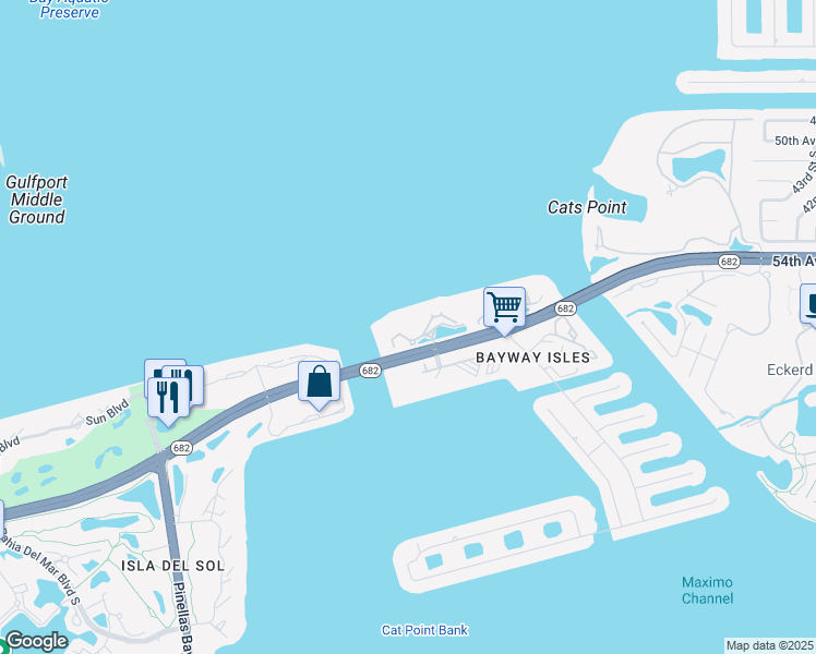 map of restaurants, bars, coffee shops, grocery stores, and more near 5277 Isla Key Boulevard South in St. Petersburg