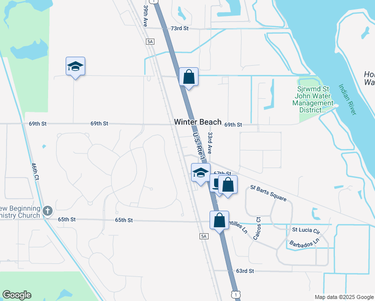 map of restaurants, bars, coffee shops, grocery stores, and more near 6790 Old Dixie Highway in Vero Beach