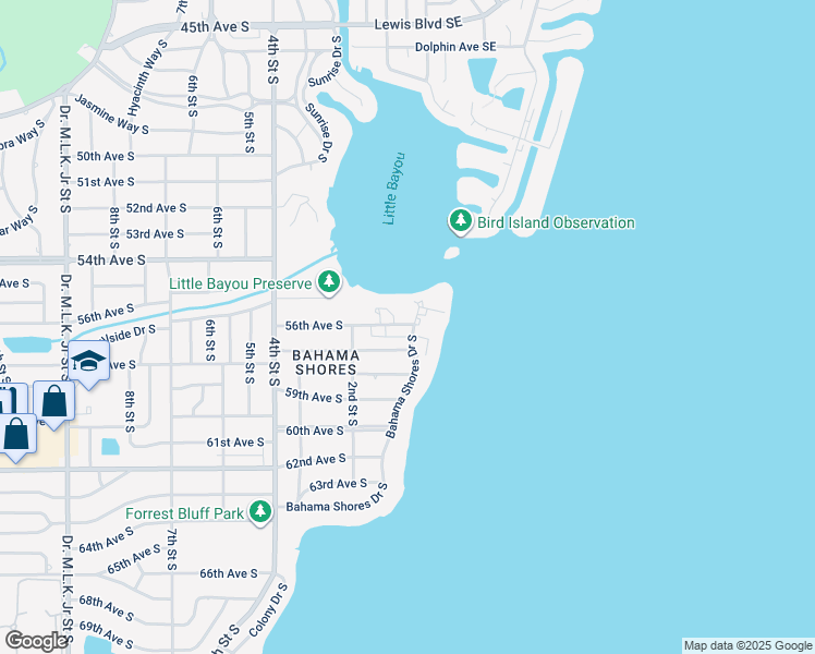 map of restaurants, bars, coffee shops, grocery stores, and more near 134-160 56th Avenue South in St. Petersburg
