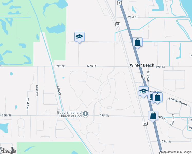 map of restaurants, bars, coffee shops, grocery stores, and more near 6764 Rumine Circle in Vero Beach
