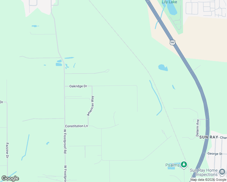 map of restaurants, bars, coffee shops, grocery stores, and more near 38 Oakridge Drive in Frostproof