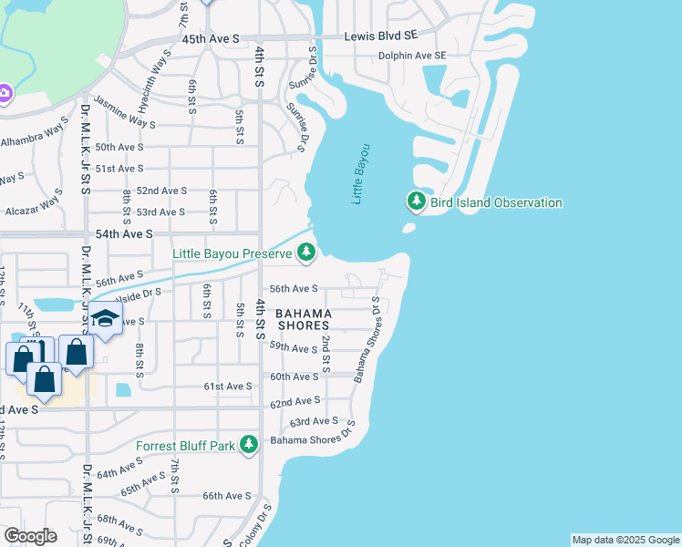 map of restaurants, bars, coffee shops, grocery stores, and more near 125 56th Avenue South in St. Petersburg