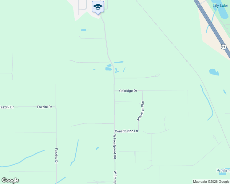 map of restaurants, bars, coffee shops, grocery stores, and more near 7 Oakridge Drive in Frostproof