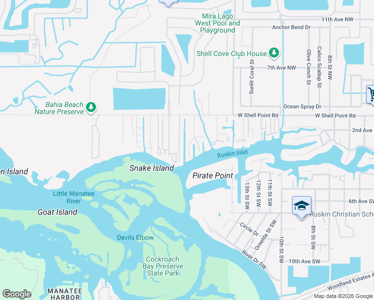 map of restaurants, bars, coffee shops, grocery stores, and more near 104 East North Branch Road in Ruskin