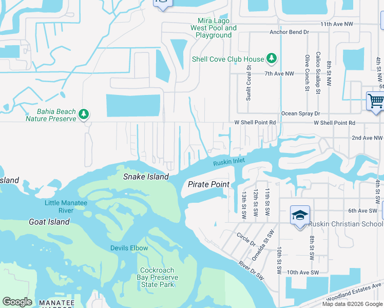 map of restaurants, bars, coffee shops, grocery stores, and more near 104 East North Branch Road in Ruskin