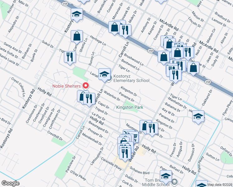 map of restaurants, bars, coffee shops, grocery stores, and more near 3706 Panama Drive in Corpus Christi