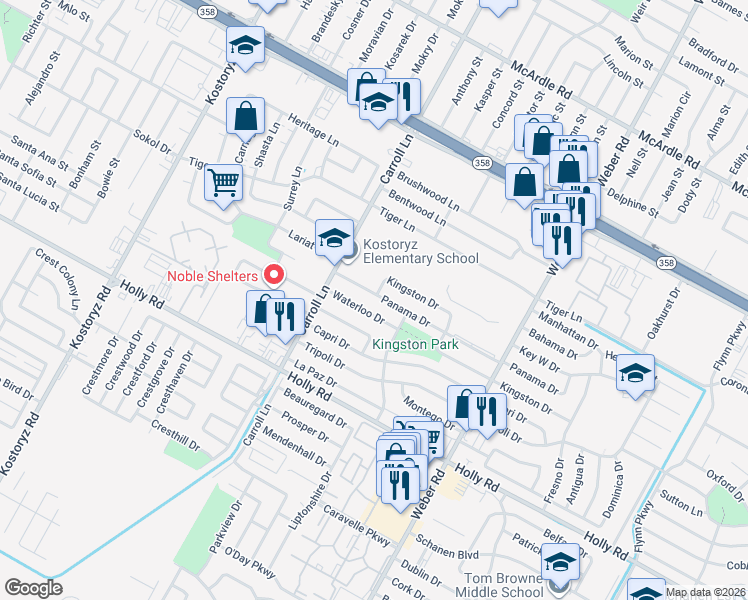 map of restaurants, bars, coffee shops, grocery stores, and more near 3706 Panama Drive in Corpus Christi
