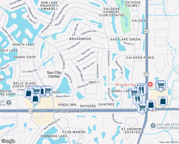map of restaurants, bars, coffee shops, grocery stores, and more near 1201 Simmons Way in Sun City Center