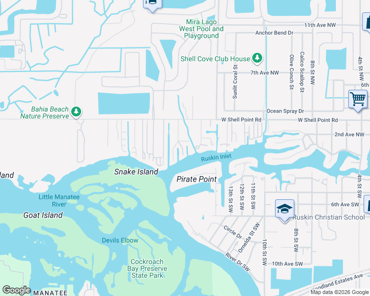 map of restaurants, bars, coffee shops, grocery stores, and more near 104 East North Branch Road in Ruskin