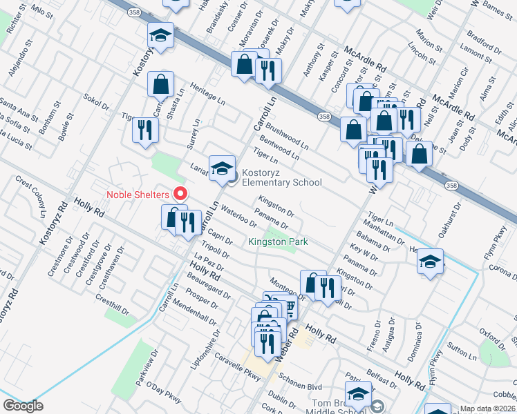 map of restaurants, bars, coffee shops, grocery stores, and more near 3706 Panama Drive in Corpus Christi